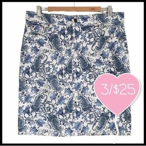 ⭐️3/$25⭐️ Workshop Andrea Jovine Women's Paisley Floral Denim Skirt Size 14